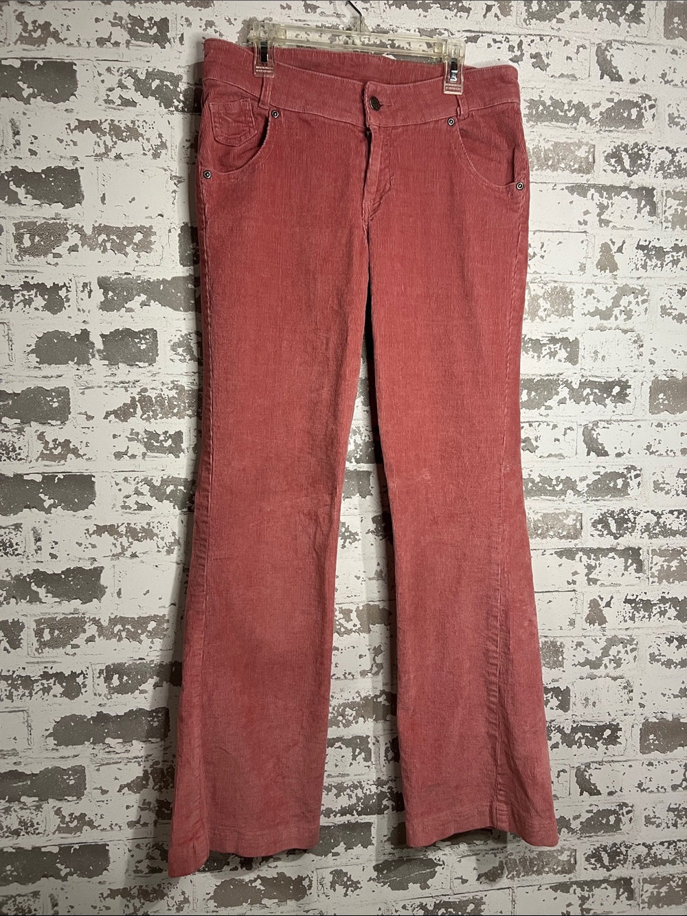 Copper Key Coral-Pink Corduroy Flare Jeans